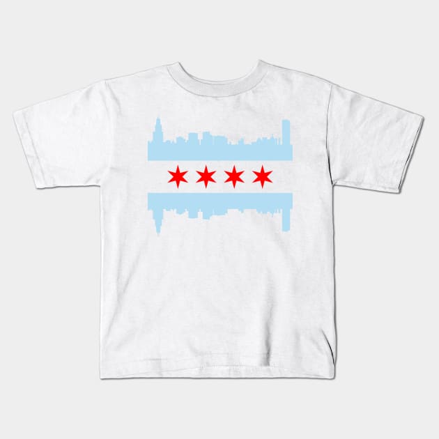 Chicago Flag Skyline Kids T-Shirt by E